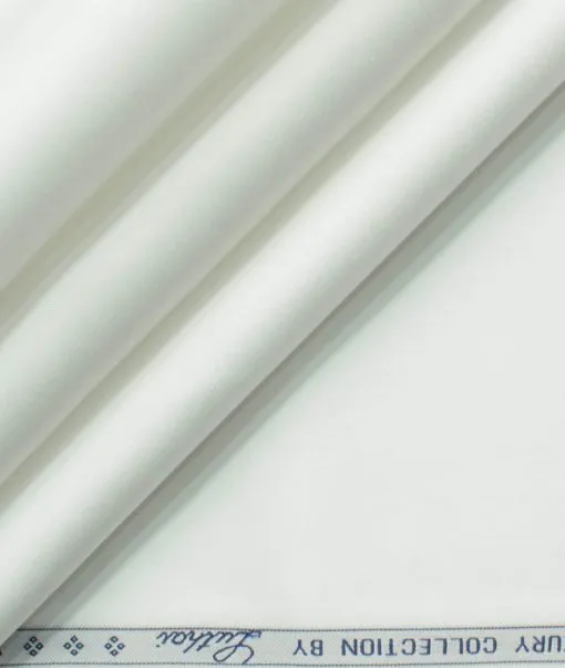 Luthai Men's 2/140's Supima Cotton Solids 2.25 Meter Unstitched Shirting Fabric (White)