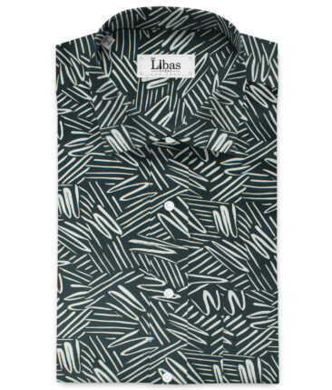 Nemesis Men's Giza Cotton Printed 2.25 Meter Unstitched Shirting Fabric (Black & White)