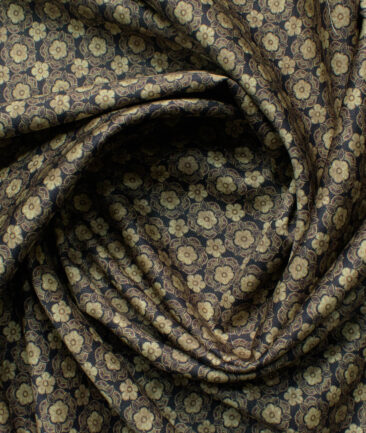 Nemesis Men's Giza Cotton Printed 2.25 Meter Unstitched Shirting Fabric (Brown)