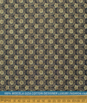 Nemesis Men's Giza Cotton Printed 2.25 Meter Unstitched Shirting Fabric (Brown)
