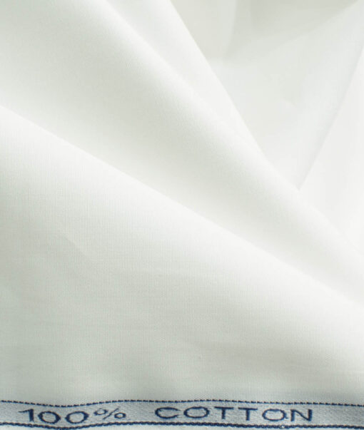 Raymond Men's Cotton Solids 3.50 Meter Unstitched Shirting Fabric (White)