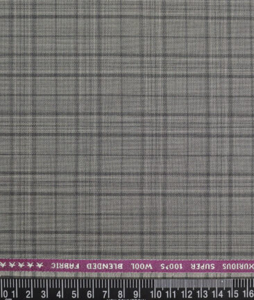 Raymond Men's Wool Checks Super 100's  Unstitched Suiting Fabric (Light Grey) - Image 4