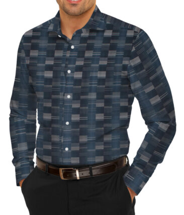 Soktas Men's Egyptian Cotton Self Design 2.25 Meter Unstitched Shirting Fabric (Blue)