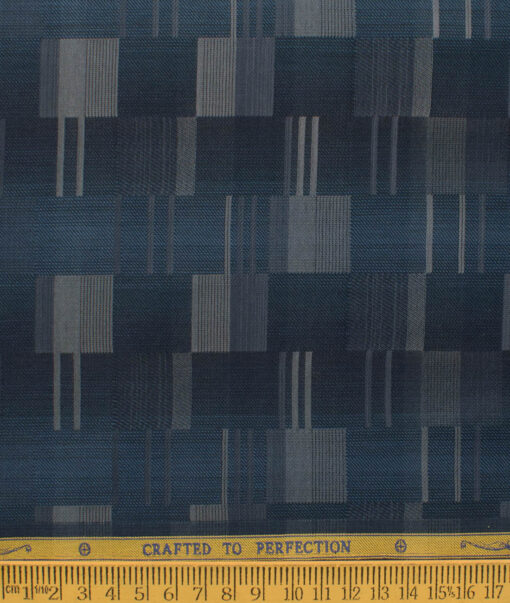 Soktas Men's Egyptian Cotton Self Design 2.25 Meter Unstitched Shirting Fabric (Blue)