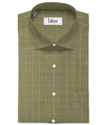 Cadini Men's Bamboo Wrinkle Resistant Checks 2.25 Meter Unstitched Shirting Fabric (Brown)