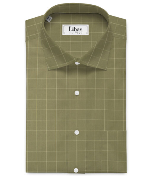 Cadini Men's Bamboo Wrinkle Resistant Checks 2.25 Meter Unstitched Shirting Fabric (Brown)