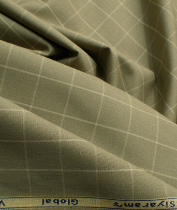 Cadini Men's Bamboo Wrinkle Resistant Checks 2.25 Meter Unstitched Shirting Fabric (Brown)