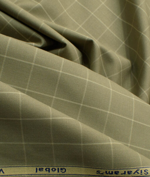 Cadini Men's Bamboo Wrinkle Resistant Checks 2.25 Meter Unstitched Shirting Fabric (Brown)