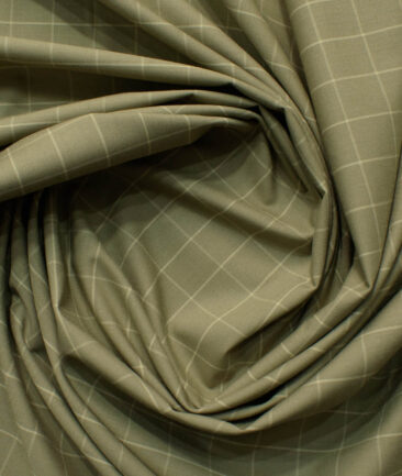 Cadini Men's Bamboo Wrinkle Resistant Checks 2.25 Meter Unstitched Shirting Fabric (Brown)