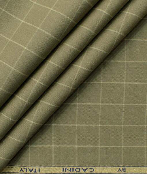 Cadini Men's Bamboo Wrinkle Resistant Checks 2.25 Meter Unstitched Shirting Fabric (Brown)