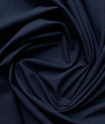 Cadini Men's Bamboo Wrinkle Resistant Checks 2.25 Meter Unstitched Shirting Fabric (Dark Royal Blue)