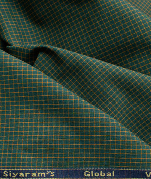 Cadini Men's Bamboo Wrinkle Resistant Checks 2.25 Meter Unstitched Shirting Fabric (Dark Pine Green)