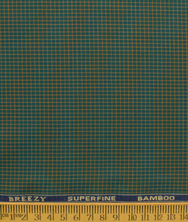Cadini Men's Bamboo Wrinkle Resistant Checks 2.25 Meter Unstitched Shirting Fabric (Dark Pine Green)