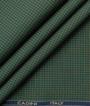 Cadini Men's Bamboo Wrinkle Resistant Checks 2.25 Meter Unstitched Shirting Fabric (Dark Pine Green)