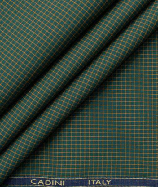 Cadini Men's Bamboo Wrinkle Resistant Checks 2.25 Meter Unstitched Shirting Fabric (Dark Pine Green)