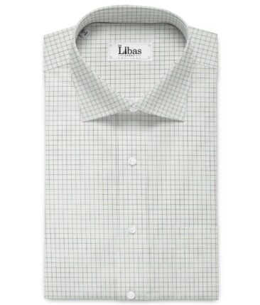 Cadini Men's Bamboo Wrinkle Resistant Checks 2.25 Meter Unstitched Shirting Fabric (White & Black)