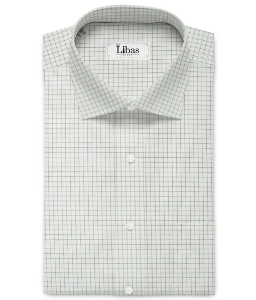 Cadini Men's Bamboo Wrinkle Resistant Checks 2.25 Meter Unstitched Shirting Fabric (White & Black)