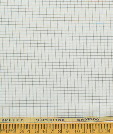 Cadini Men's Bamboo Wrinkle Resistant Checks 2.25 Meter Unstitched Shirting Fabric (White & Black)