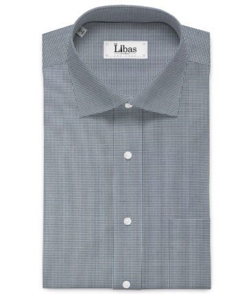 Cadini Men's Bamboo Wrinkle Resistant Houndstooth 2.25 Meter Unstitched Shirting Fabric (Navy Blue)