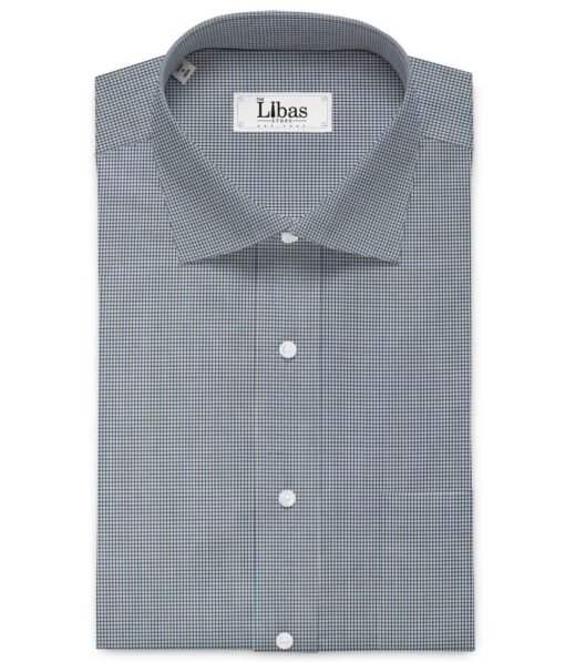 Cadini Men's Bamboo Wrinkle Resistant Houndstooth 2.25 Meter Unstitched Shirting Fabric (Navy Blue)