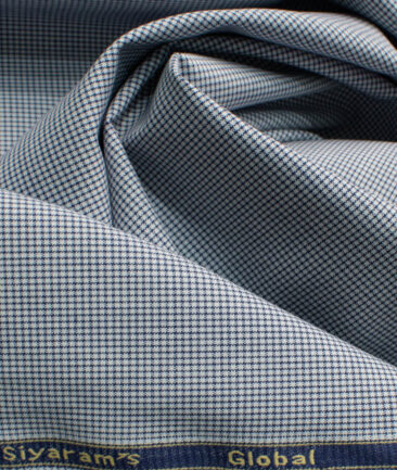 Cadini Men's Bamboo Wrinkle Resistant Houndstooth 2.25 Meter Unstitched Shirting Fabric (Navy Blue)