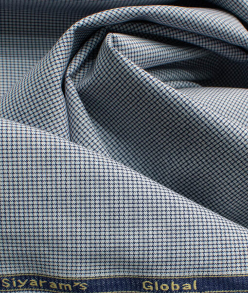 Cadini Men's Bamboo Wrinkle Resistant Houndstooth 2.25 Meter Unstitched Shirting Fabric (Navy Blue)