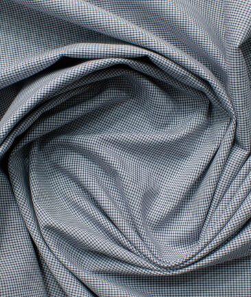 Cadini Men's Bamboo Wrinkle Resistant Houndstooth 2.25 Meter Unstitched Shirting Fabric (Navy Blue)