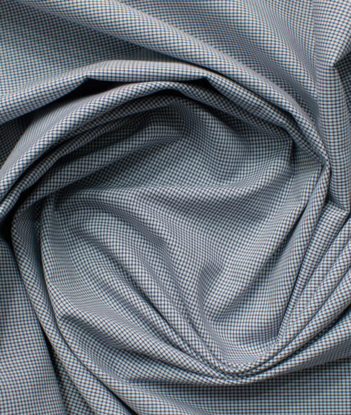 Cadini Men's Bamboo Wrinkle Resistant Houndstooth 2.25 Meter Unstitched Shirting Fabric (Navy Blue)