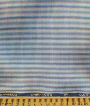 Cadini Men's Bamboo Wrinkle Resistant Houndstooth 2.25 Meter Unstitched Shirting Fabric (Navy Blue)