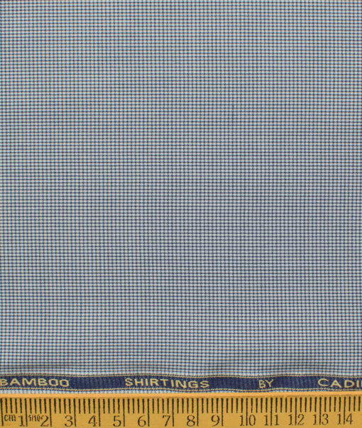 Cadini Men's Bamboo Wrinkle Resistant Houndstooth 2.25 Meter Unstitched Shirting Fabric (Navy Blue)