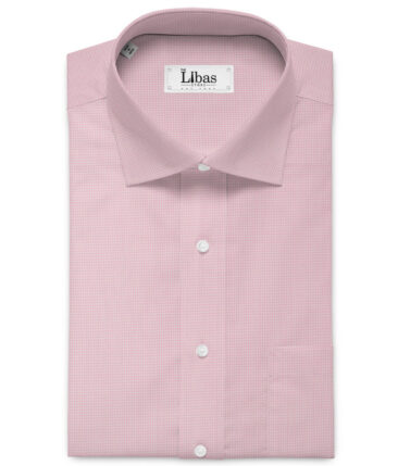 Cadini Men's Bamboo Wrinkle Resistant Houndstooth 2.25 Meter Unstitched Shirting Fabric (Pink)