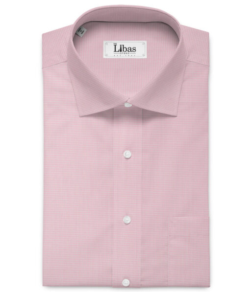 Cadini Men's Bamboo Wrinkle Resistant Houndstooth 2.25 Meter Unstitched Shirting Fabric (Pink)
