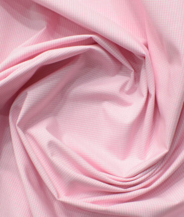 Cadini Men's Bamboo Wrinkle Resistant Houndstooth 2.25 Meter Unstitched Shirting Fabric (Pink)