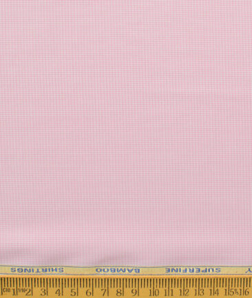 Cadini Men's Bamboo Wrinkle Resistant Houndstooth 2.25 Meter Unstitched Shirting Fabric (Pink)