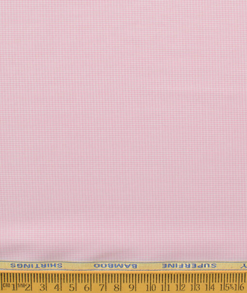 Cadini Men's Bamboo Wrinkle Resistant Houndstooth 2.25 Meter Unstitched Shirting Fabric (Pink)