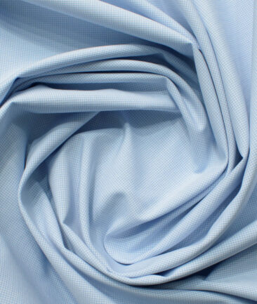 Cadini Men's Bamboo Wrinkle Resistant Houndstooth 2.25 Meter Unstitched Shirting Fabric (Sky Blue)