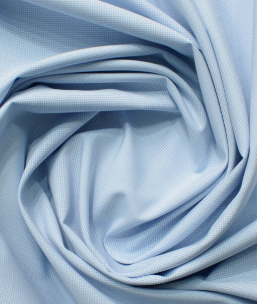 Cadini Men's Bamboo Wrinkle Resistant Houndstooth 2.25 Meter Unstitched Shirting Fabric (Sky Blue)