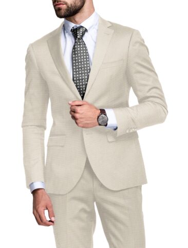 Cadini Italy Men's Polyester Viscose  Structured 3.75 Meter Unstitched Suiting Fabric (Beige)