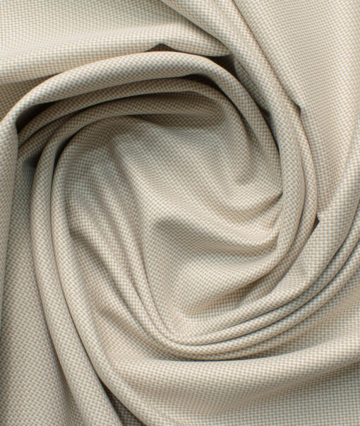 Cadini Italy Men's Polyester Viscose  Structured 3.75 Meter Unstitched Suiting Fabric (Beige)
