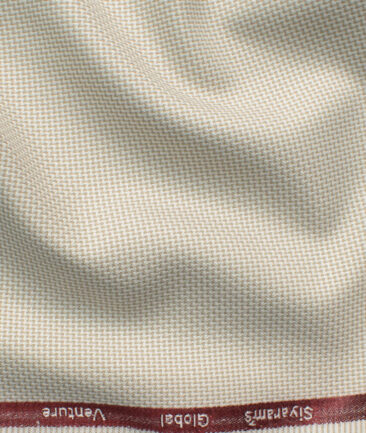 Cadini Italy Men's Polyester Viscose  Structured 3.75 Meter Unstitched Suiting Fabric (Beige)