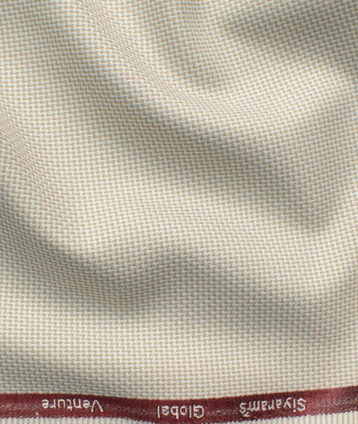 Cadini Italy Men's Polyester Viscose  Structured 3.75 Meter Unstitched Suiting Fabric (Beige)