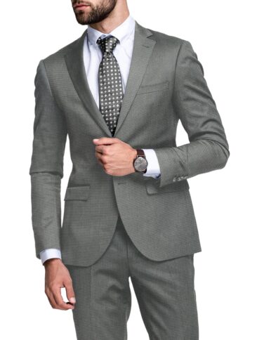 Cadini Italy Men's Polyester Viscose  Structured 3.75 Meter Unstitched Suiting Fabric (Grey)