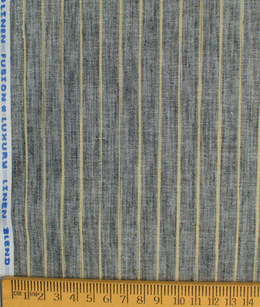Cotton Fusion Men's Wrinkle Free Striped 2.25 Meter Unstitched Shirting Fabric (Dark Grey)