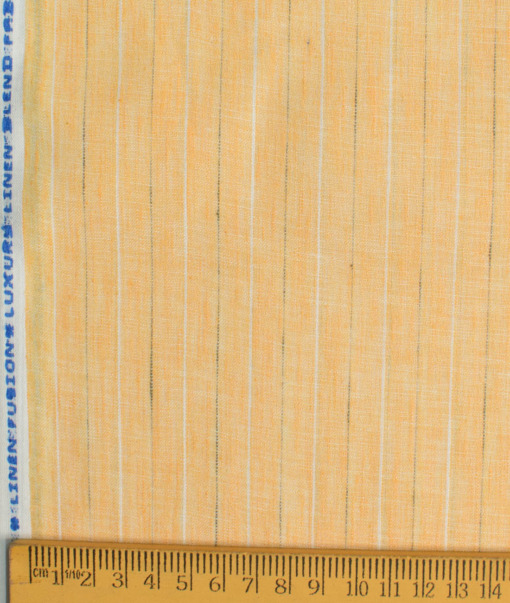 Cotton Fusion Men's Wrinkle Free Striped 2.25 Meter Unstitched Shirting Fabric (Orange)