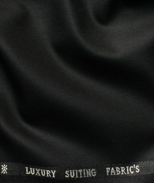 Canetti by Cadini Italy Men's Polyester Viscose  Solids 3.75 Meter Unstitched Suiting Fabric (Black)