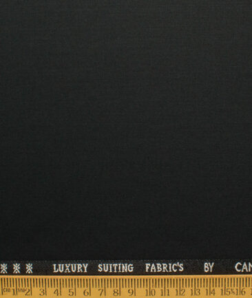 Canetti by Cadini Italy Men's Polyester Viscose  Solids 3.75 Meter Unstitched Suiting Fabric (Black)
