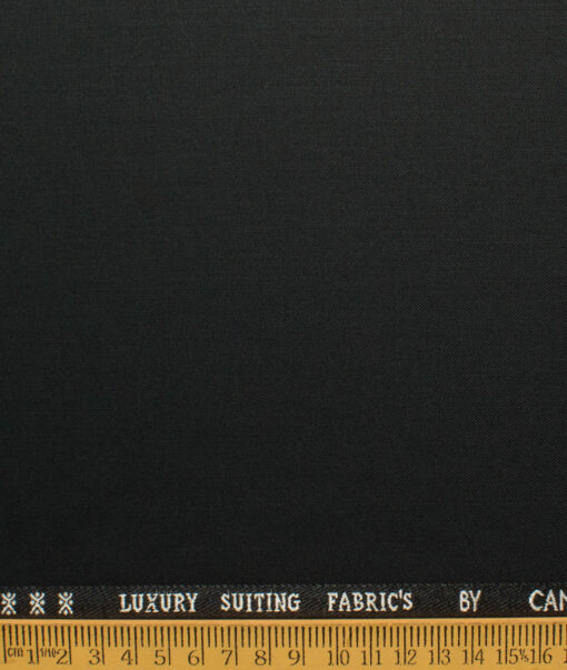 Canetti by Cadini Italy Men's Polyester Viscose  Solids 3.75 Meter Unstitched Suiting Fabric (Black)