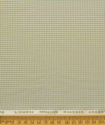 Canetti by Cadini Italy Men's Polyester Viscose  Checks 3.75 Meter Unstitched Suiting Fabric (Cream & Green)