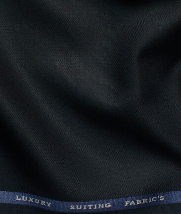 Canetti by Cadini Italy Men's Polyester Viscose  Solids 3.75 Meter Unstitched Suiting Fabric (Dark Blue)