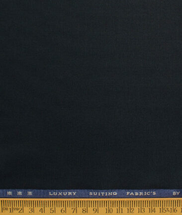 Canetti by Cadini Italy Men's Polyester Viscose  Solids 3.75 Meter Unstitched Suiting Fabric (Dark Blue)